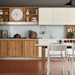  Bianco Bicocca e rovere nodoso chiaro per le composizioni Milano di Veneta Cucine