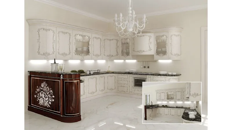 Cucina bianca con intarsi 