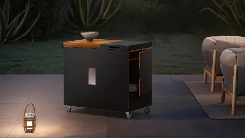 Minikitchen Outdoor di Boffi, mezzo metro cubo con ruote