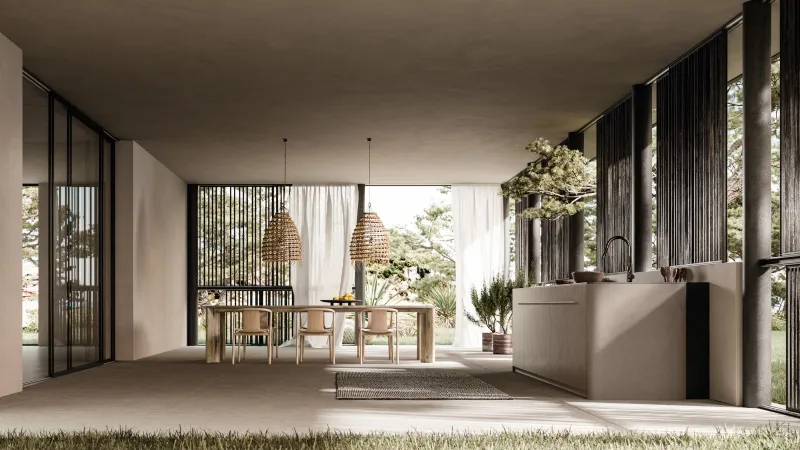 Key Cucine - Haiku Outdoor: struttura in resina ecosostenibile e top in marmo