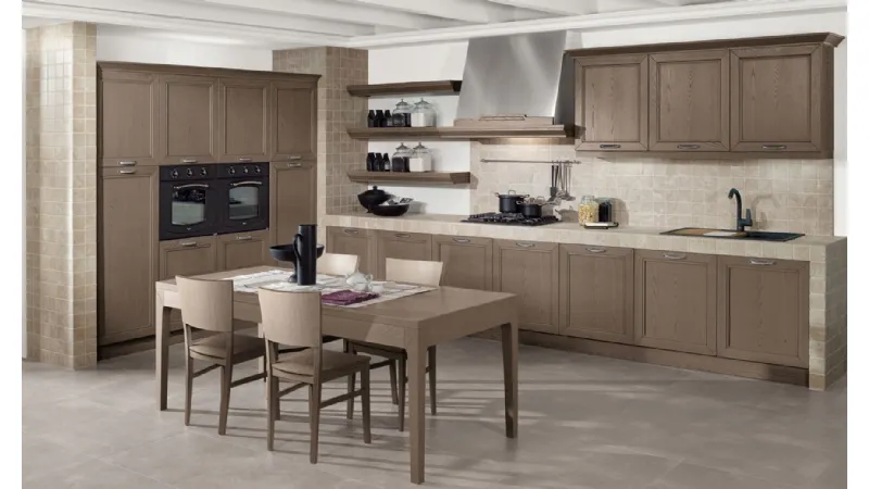 Cucina a muratura e legno angolare