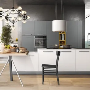 Cucina Time by Arredo 3 - Basi bianco glass opaco / Colonne grigio cenere opaco