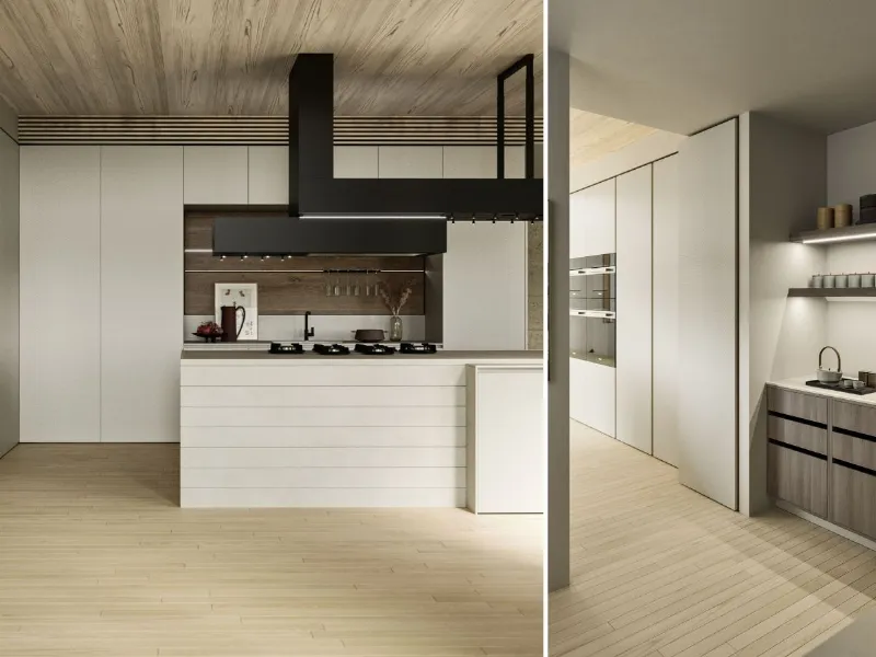 Snaidero - Elementi & Way: laccato opaco Grigio Carso e Rovere Spacco Grigio