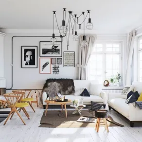 Bicromia in black & white per un soggiorno in stile “scandi”