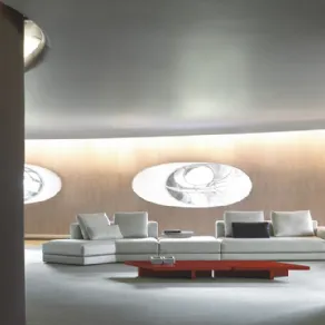 View di frigerio, divano modulare con strutture in legno e sedute imbottite in poliuretano espanso