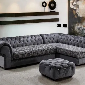 Divano angolare con pouf