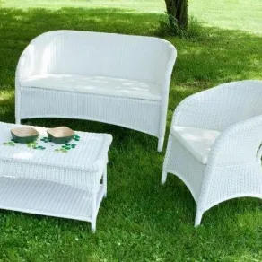 Divano rattan bianco