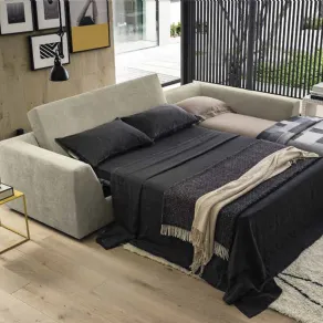 Aston di Felis è veloce da preparare e da divano moderno si trasforma in letto a 3 poste (H materasso 11 cm)