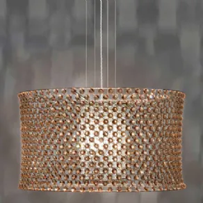 lampadario cilindrico in cristalli ottagonali