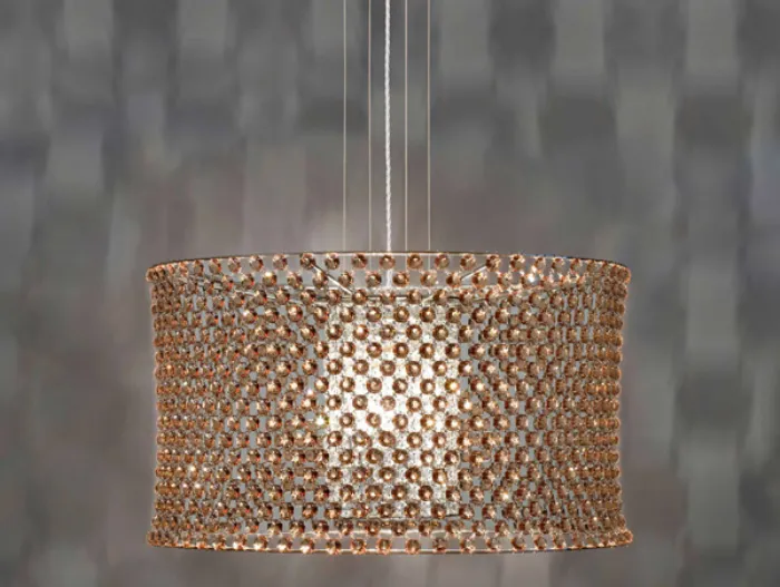 lampadario cilindrico in cristalli ottagonali