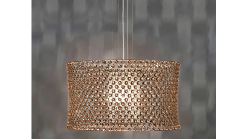lampadario cilindrico in cristalli ottagonali