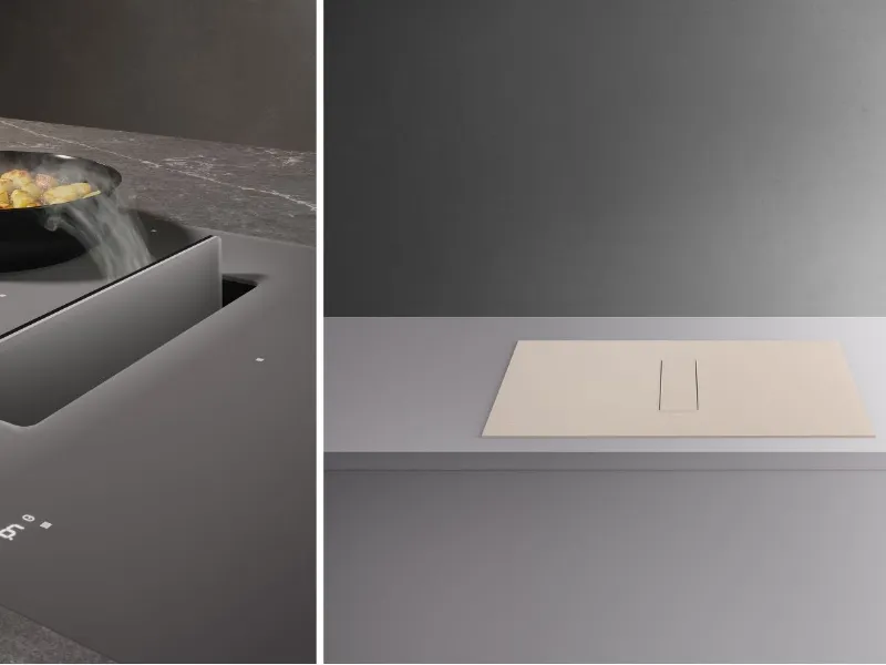 Eclipse di Falmec in grigio e color champagne