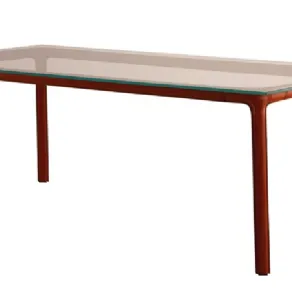 tavolo rettangolare in legno e vetro