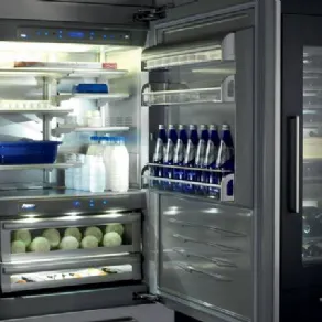 interno del frigorifero, anta con spazio bottiglie