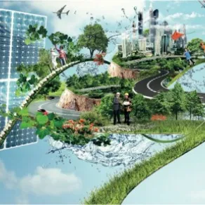 immagine astratta mondo con fotovoltaico