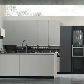 Metropolis di Stosa, cucina contemporanea bianca e grigia
