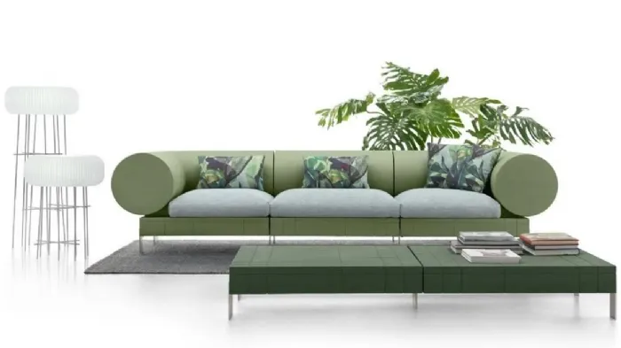Stile pop e schienale cilindrico extralarge per il divano Rhor by Lyxo