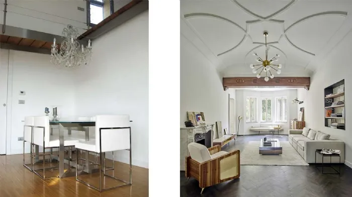Esempi di come inserire un chandelier vintage nelle case moderne