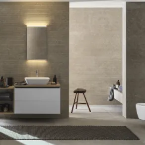 Geberit ONE lavabo da appoggio con mobile lavabo in rovere e laccato bianco opaco