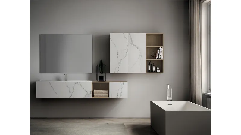 Volumi che si rincorrono, giochi di contrati, materiali pregiati in primo piano per la collezione Dogma by Aqua