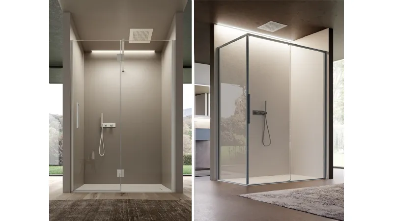 I box doccia Disenia in nicchia e ad angolo che saranno presentati al Cersaie da Ideagroup