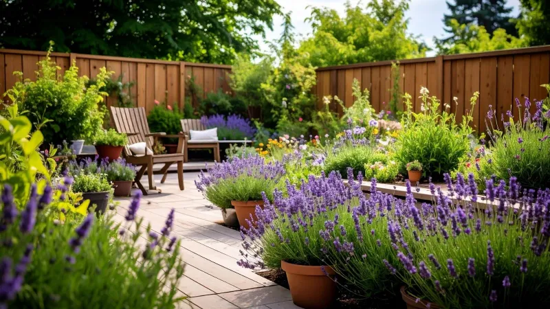 Giardino con piante tipiche del clima mediterraneo