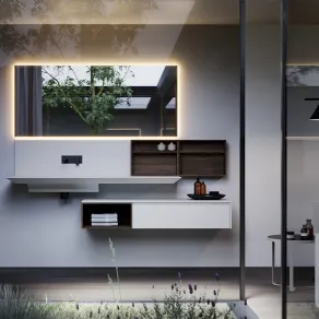 Nuovi equilibri asimmetrici, materiali innovativi e forme funzionali distinguono la stanza da bagno contemporanea
