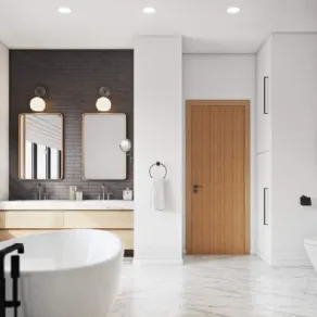 I faretti da incasso non devono essere l'unica fonte di luce nel bagno
