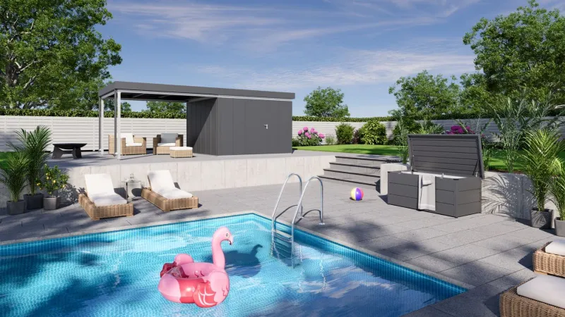  Juno di Hörmann, la nuova casetta da giardino con lounge laterale