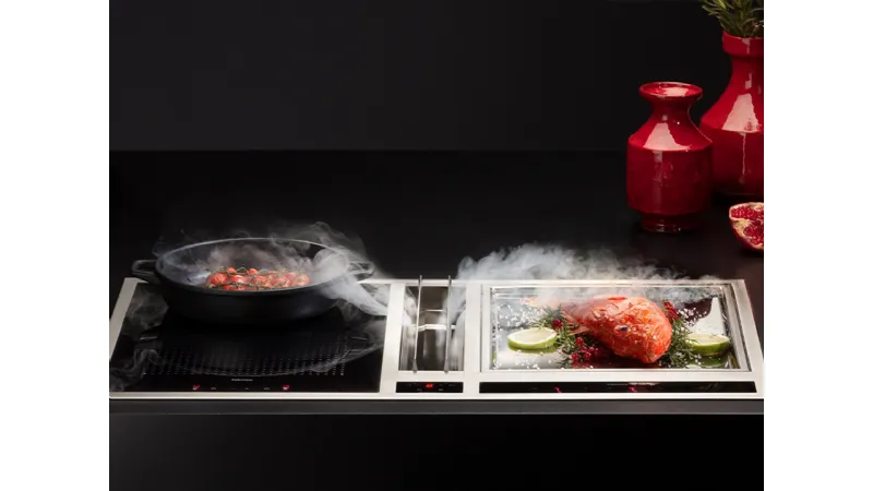 Modula di Falmec è uno degli innovativi sistemi integrati di cottura e filtrazione perfetti per ambienti minimal
