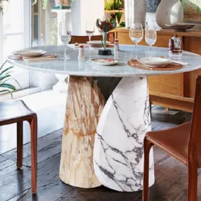 Tavolo rotondo in marmo Petalo di Lithos Design