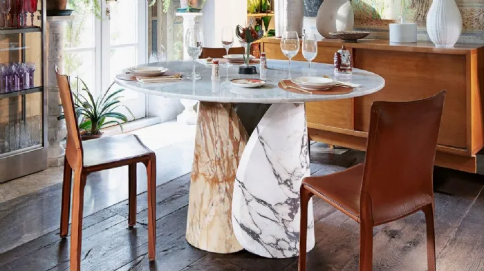 Tavolo rotondo in marmo Petalo di Lithos Design