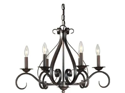 Grande lampadario in ferro battuto verniciato