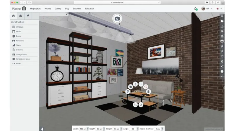 Planner 5D consente di scegliere fra la modalità 2D e 3D