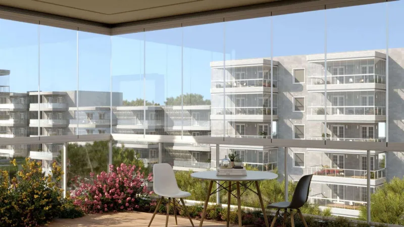 Chirenti - Vetrata per balcone con apertura a libro