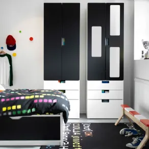 cameretta con letto singolo con contenitore Flaxa