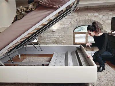 Il sistema brevettato Folding box® dei letti Noctis con pannello ripiegabile