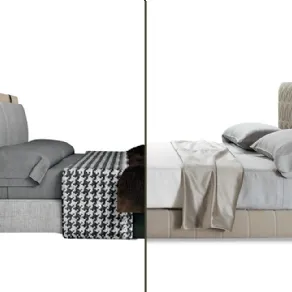 Doppia proposta di Minotti, letto senza e con contenitore