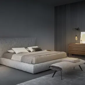 Letto in tessuto grigio antracite per Bonaldo, modello Saddle Bed