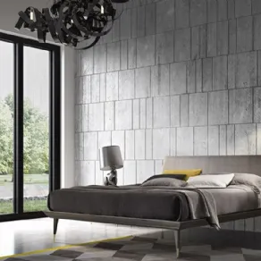 Letto in rovere con testata in tessuto, COCÒ 085 di Calesella Arredamenti design by Stefano Spessotto