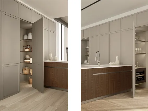 Cucina Convivio con colonne Walk-In contenitive a parete