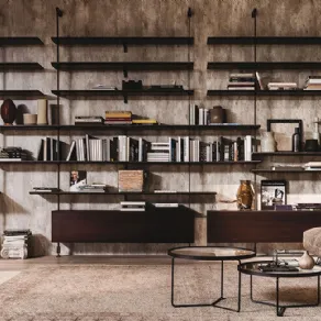 Airport di Cattelan Italia. Libreria modulare a giorno in legno e acciaio