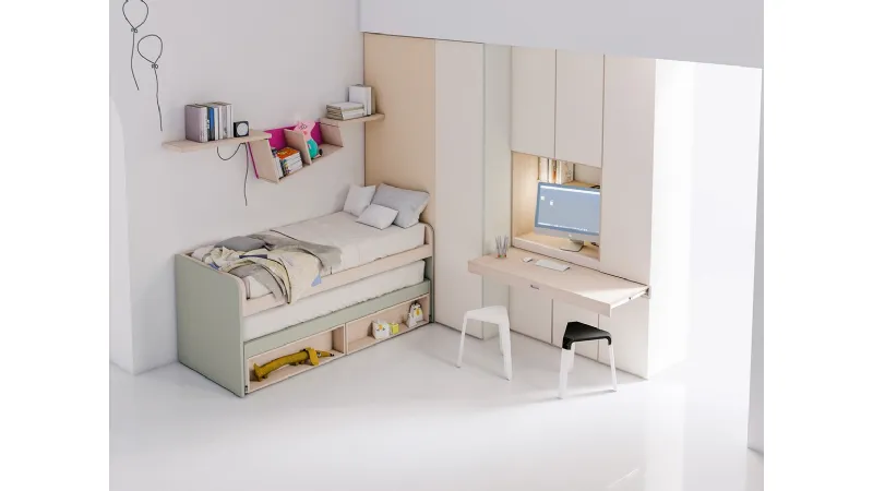 Cartesio di Dielle è il nuovo sistema letto attrezzato, versatile, trasformabile e mutifunzione