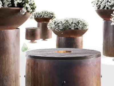 Poggiavasi con illuminazione per giardino a forma di colonne