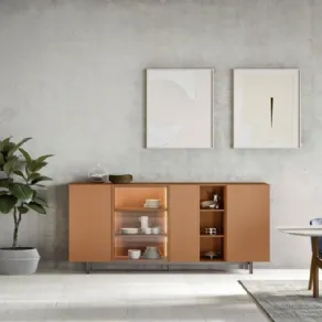 Madia alta modello Box 18, finitura laccata opaca di Novamobili