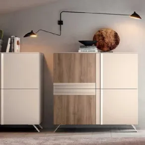 Madie alte gemelle con contrasto di finitura, legno rovere e laccato opaco bianco