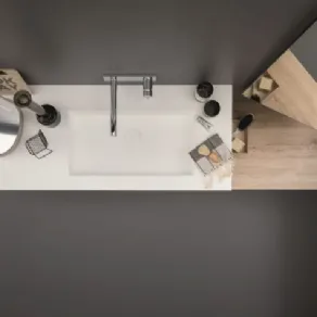 Birex, Collezione 45: lo specchio “side” è progettato per collocarsi a lato del lavabo