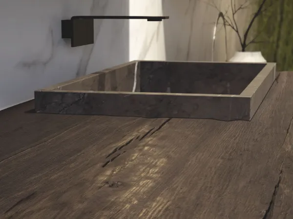 Collezione Cubik con dettagli del piano in Rovere Fossile