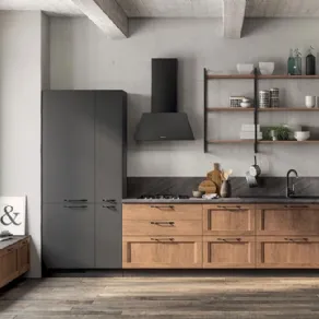Cucina moderna industrial Sax di Scavolini in legno naturale e laminato