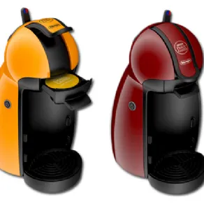 due macchine da caffé nei colori giallo e nero e rosso e nero